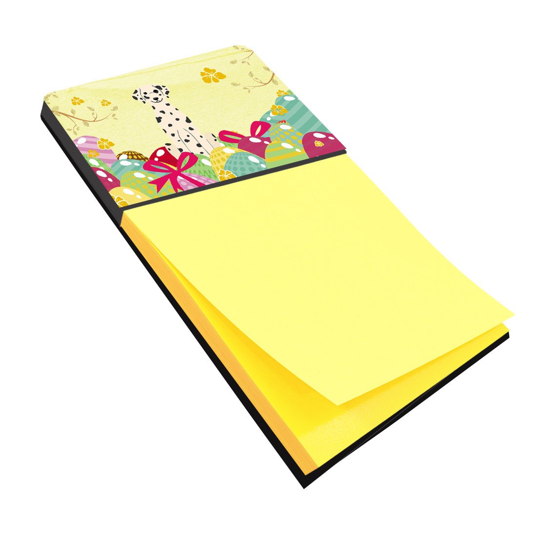 Easter Eggs Dalmatian Watercolor Sticky Note Holder Refillable Dispenser Desk Accessory 3x3 Pad Gift