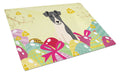 Easter Eggs Smooth Fox Terrier Cutting Board Tempered Glass Kitchen Cutting Surface, Heat Resistant Chopping, Non-Slip Feet, Food Prep & Serving