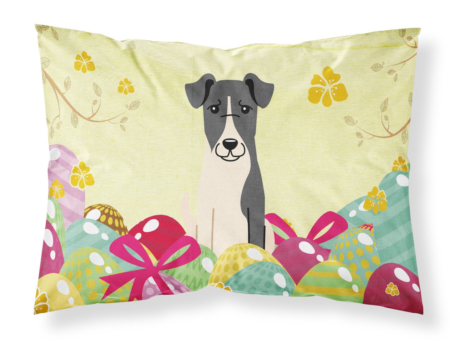 Easter Eggs Smooth Fox Terrier Standard Pillowcase Lightweight Super Soft Easy Care Decorative Artwork Pillowcase, Standard