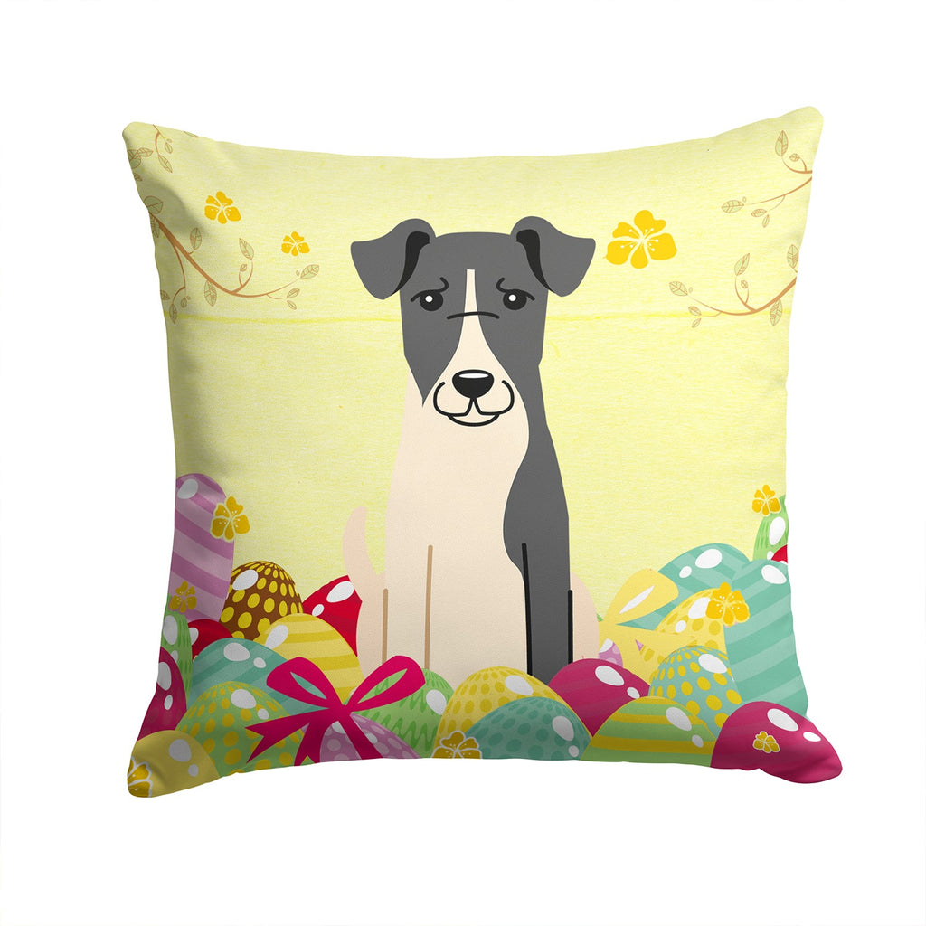 Easter Eggs Smooth Fox Terrier Decorative Throw Pillow 14x14 Indoor Outdoor Accent Cushion, Fabric Cover with Insert for Sofa, Bed, Porch & Living Room