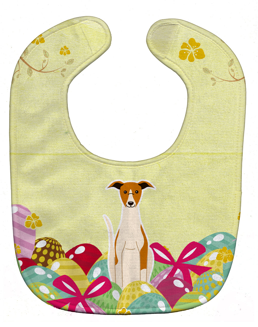 Easter Eggs Whippet Baby Bib Easy-Clean Baby Bib Baby Feeding Accessory Baby Mealtime Essential, 10 x 13, Multicolor