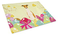 Easter Eggs Whippet Cutting Board Tempered Glass Kitchen Cutting Surface, Heat Resistant Chopping, Non-Slip Feet, Food Prep & Serving