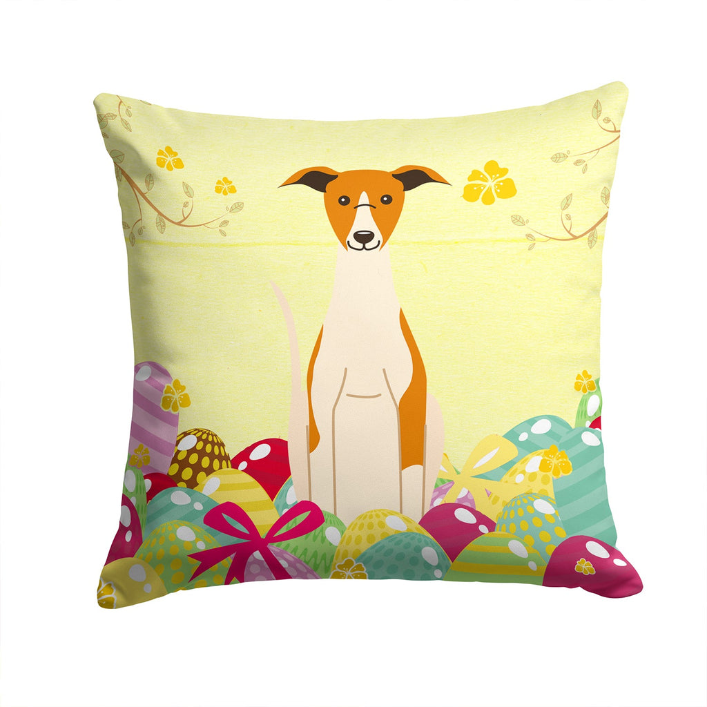 Easter Eggs Whippet Decorative Throw Pillow 14x14 Indoor Outdoor Accent Cushion, Fabric Cover with Insert for Sofa, Bed, Porch & Living Room