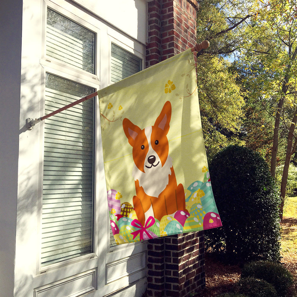 Easter Eggs Corgi House Flag 28x40 Porch Sleeve Pole Decorative Outside Yard Banner Artwork Wall Hanging, Polyester