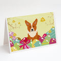 Easter Eggs Corgi Greeting Cards Pack of 8 Blank Cards with Envelopes Whimsical A7 Size 5x7