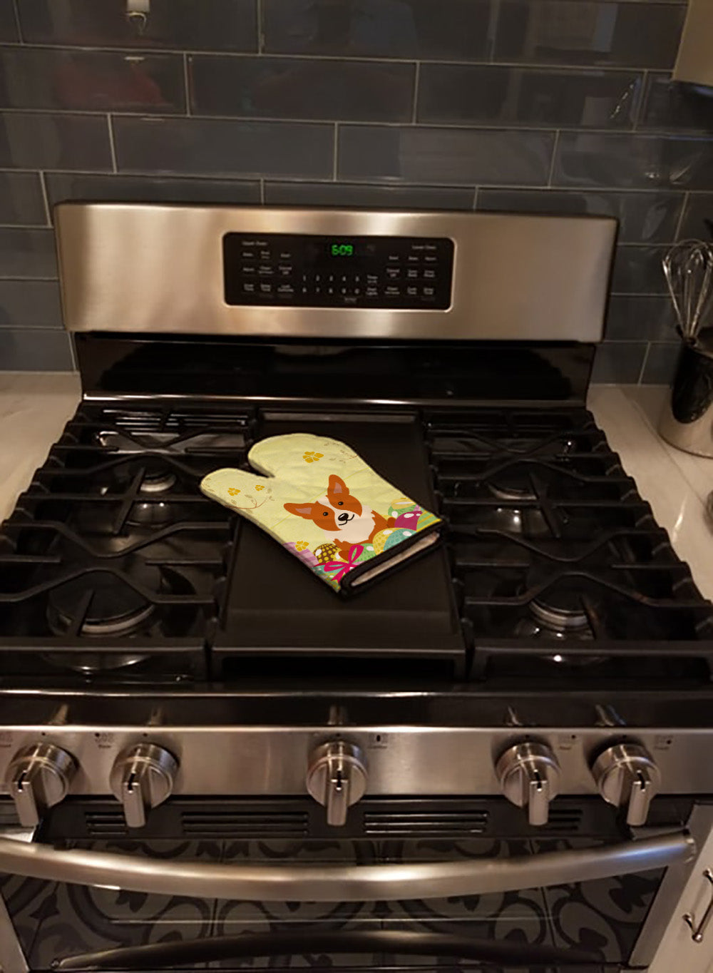 Easter Eggs Corgi Oven Mitt Heat Resistant Thick Oven Mitt for Hot Pans and Oven, Kitchen Mitt Protect Hands, Cooking Baking Glove