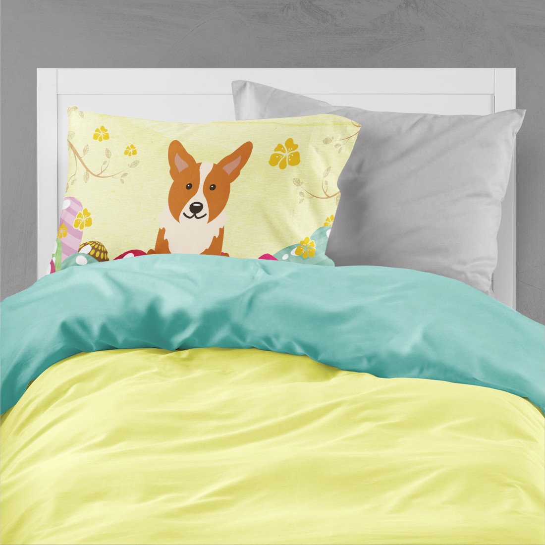Easter Eggs Corgi Standard Pillowcase Lightweight Super Soft Easy Care Decorative Artwork Pillowcase, Standard