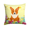 Easter Eggs Corgi Decorative Throw Pillow 14x14 Indoor Outdoor Accent Cushion, Fabric Cover with Insert for Sofa, Bed, Porch & Living Room