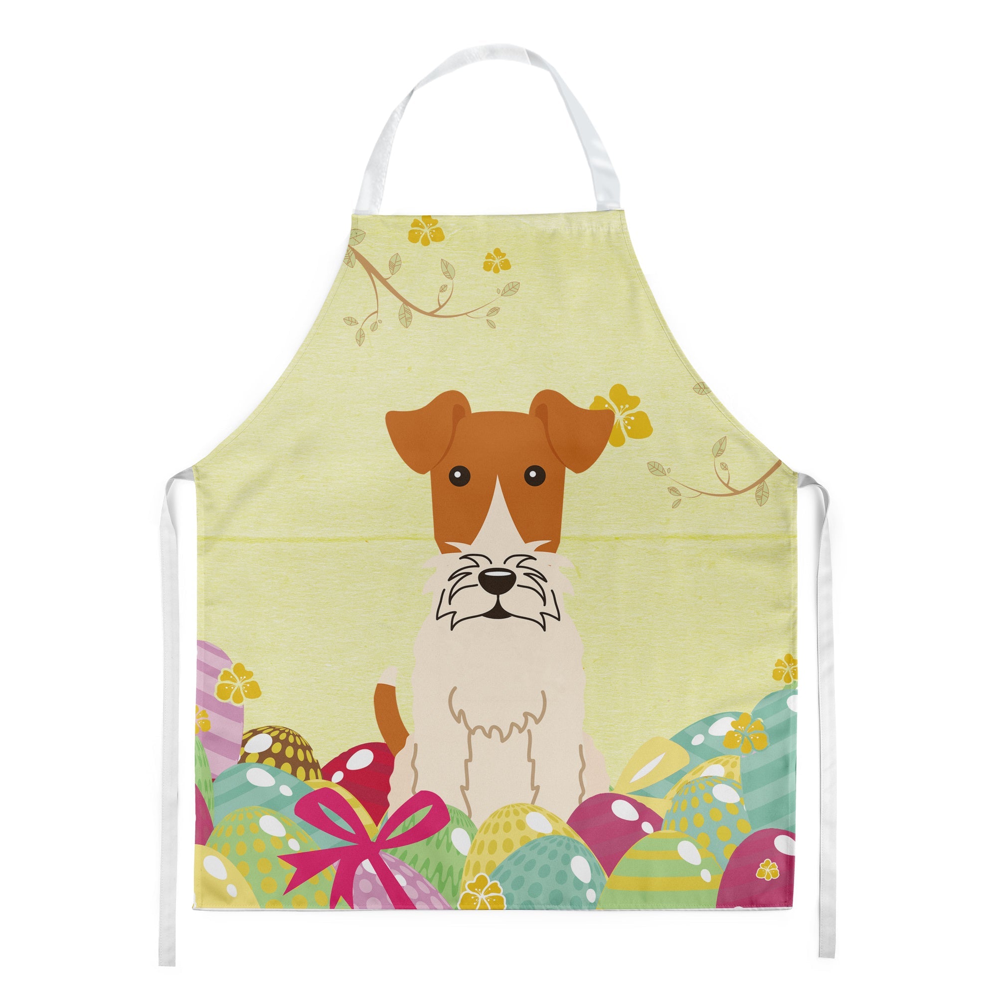 Easter Eggs Wire Fox Terrier Apron Cooking Kitchen Server Baking Crafts Gardening for Adult Women Men, Unisex, Large, Multicolor