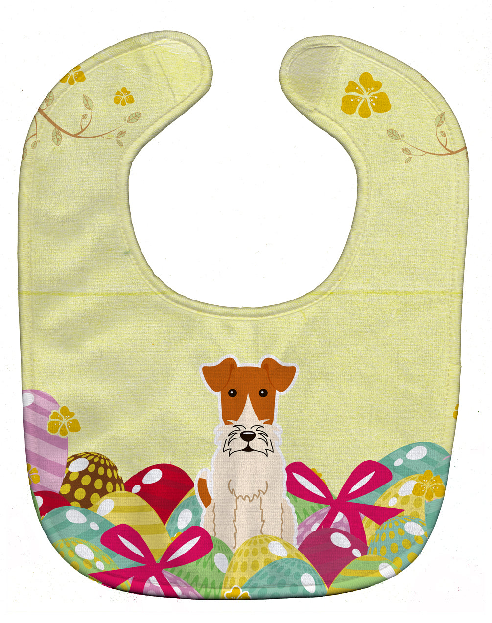 Easter Eggs Wire Fox Terrier Baby Bib Easy-Clean Baby Bib Baby Feeding Accessory Baby Mealtime Essential, 10 x 13, Multicolor