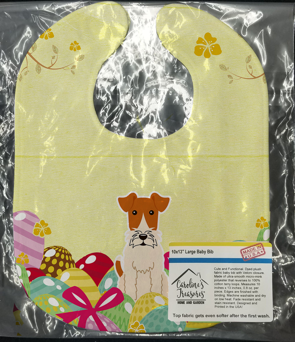 Easter Eggs Wire Fox Terrier Baby Bib Easy-Clean Baby Bib Baby Feeding Accessory Baby Mealtime Essential, 10 x 13, Multicolor