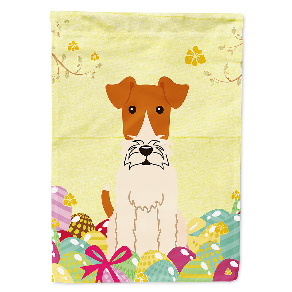 Easter Eggs Wire Fox Terrier House Flag 28x40 Porch Sleeve Pole Decorative Outside Yard Banner Artwork Wall Hanging, Polyester