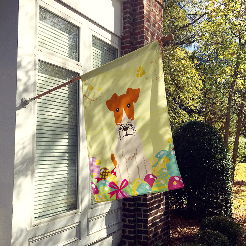 Easter Eggs Wire Fox Terrier House Flag 28x40 Porch Sleeve Pole Decorative Outside Yard Banner Artwork Wall Hanging, Polyester