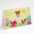 Easter Eggs Wire Fox Terrier Greeting Cards Pack of 8 Blank Cards with Envelopes Whimsical A7 Size 5x7