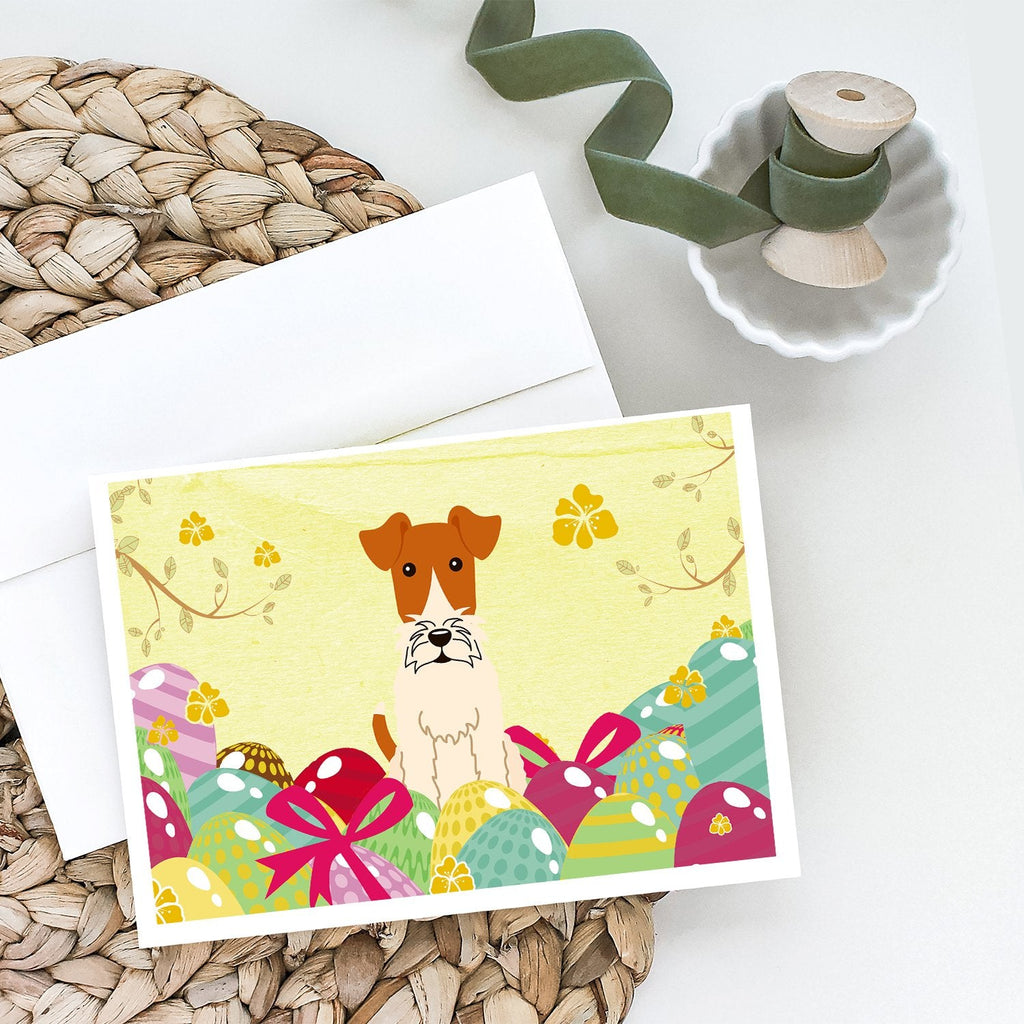 Easter Eggs Wire Fox Terrier Greeting Cards Pack of 8 Blank Cards with Envelopes Whimsical A7 Size 5x7