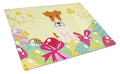 Easter Eggs Wire Fox Terrier Cutting Board Tempered Glass Kitchen Cutting Surface, Heat Resistant Chopping, Non-Slip Feet, Food Prep & Serving