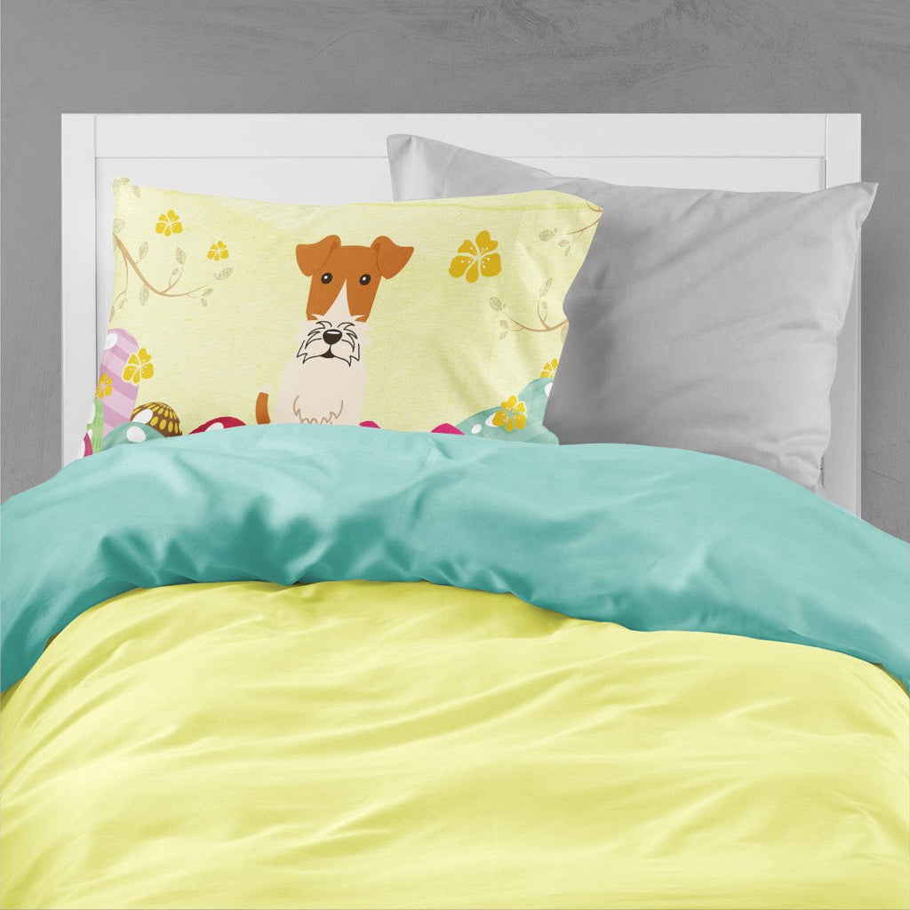 Easter Eggs Wire Fox Terrier Standard Pillowcase Lightweight Super Soft Easy Care Decorative Artwork Pillowcase, Standard