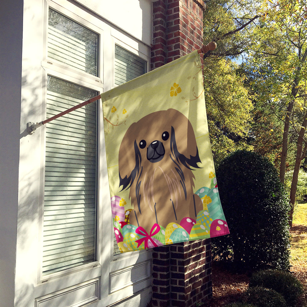 Easter Eggs Pekingese Tan House Flag 28x40 Porch Sleeve Pole Decorative Outside Yard Banner Artwork Wall Hanging, Polyester