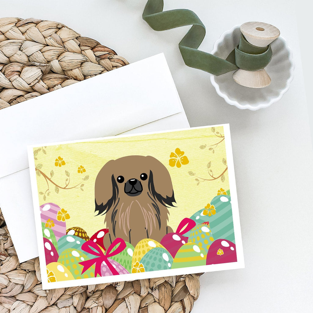 Easter Eggs Pekingese Tan Greeting Cards Pack of 8 Blank Cards with Envelopes Whimsical A7 Size 5x7