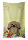 Easter Eggs Pekingese Tan Kitchen Towel Velour Plush Front and Cotton Loop Back Machine Washable