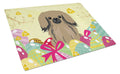 Easter Eggs Pekingese Tan Cutting Board Tempered Glass Kitchen Cutting Surface, Heat Resistant Chopping, Non-Slip Feet, Food Prep & Serving