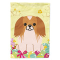 Easter Eggs Pekingese Red White House Flag 28x40 Porch Sleeve Pole Decorative Outside Yard Banner Artwork Wall Hanging, Polyester