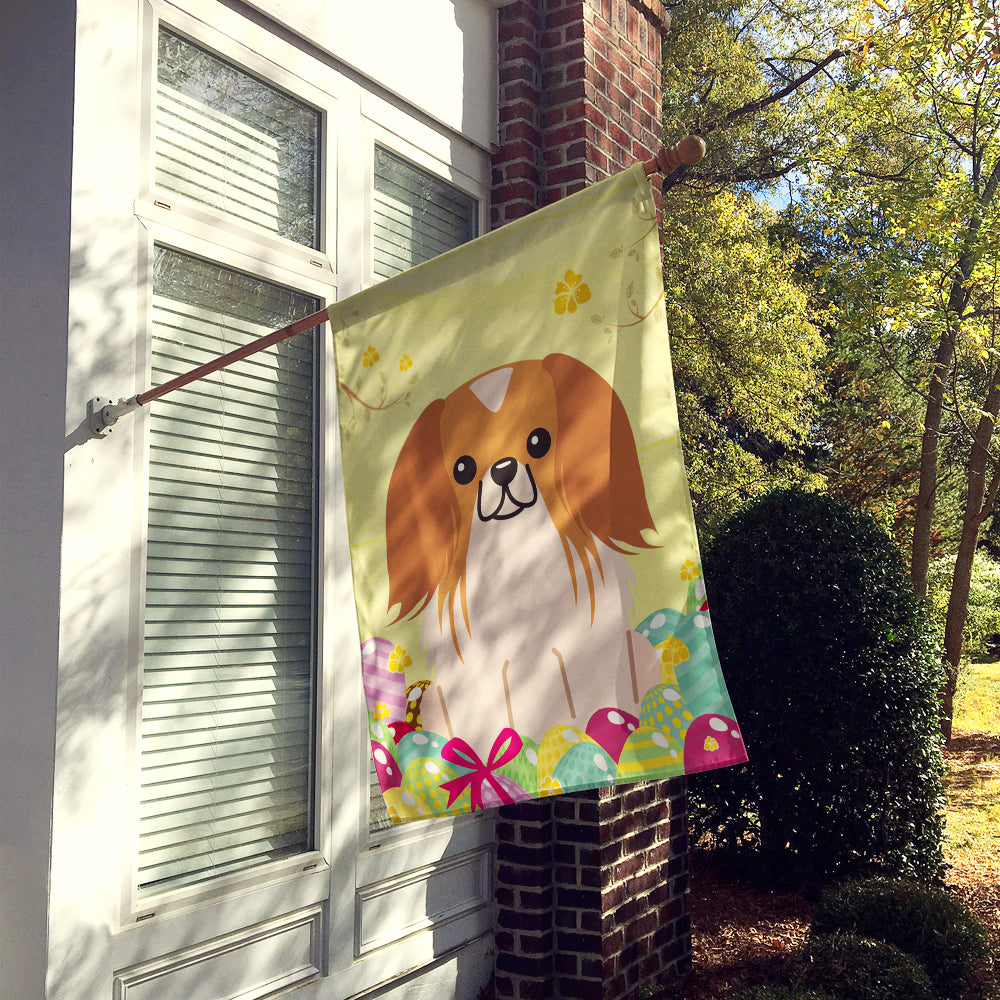 Easter Eggs Pekingese Red White House Flag 28x40 Porch Sleeve Pole Decorative Outside Yard Banner Artwork Wall Hanging, Polyester