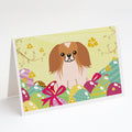 Easter Eggs Pekingese Red White Greeting Cards Pack of 8 Blank Cards with Envelopes Whimsical A7 Size 5x7