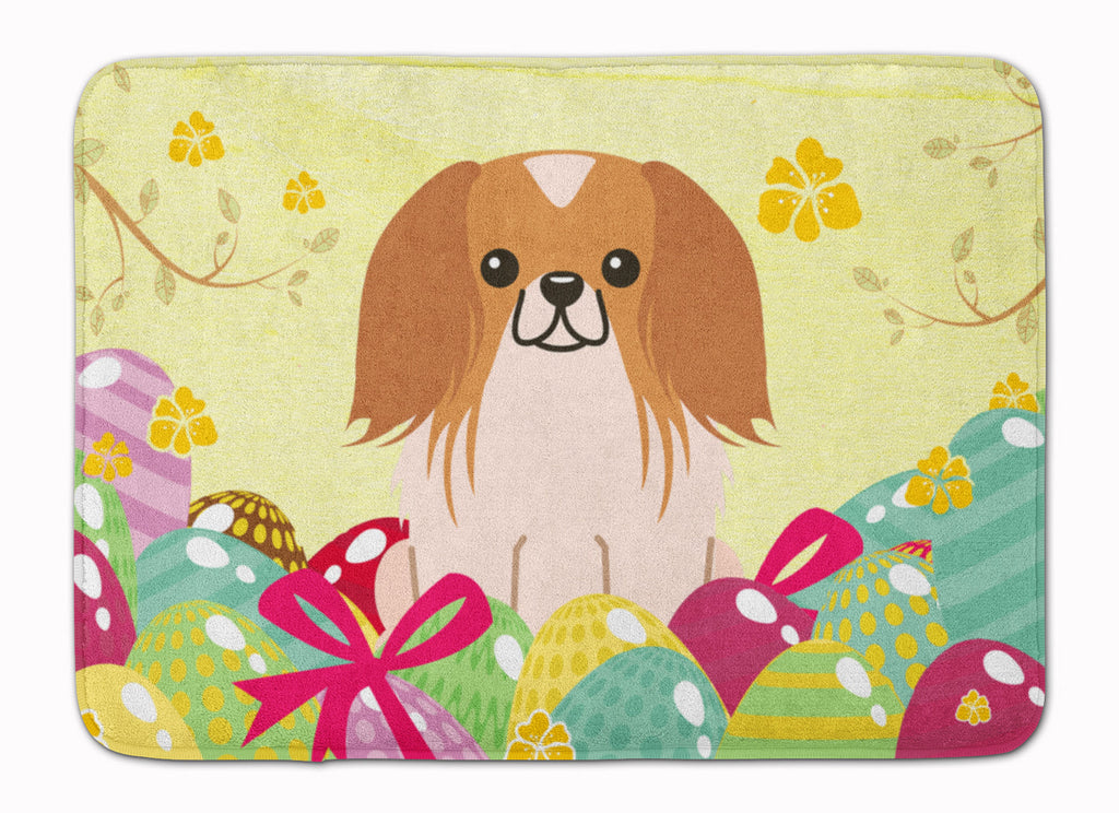 Easter Eggs Pekingese Red White Memory Foam Kitchen Mat Machine Washable Anti-Fatigue Cushion Comfort Bath or Kitchen Rug