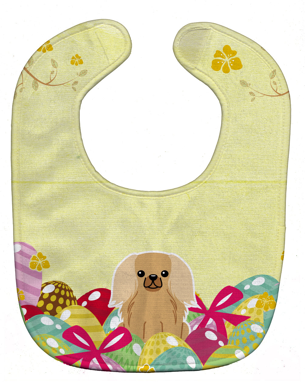 Easter Eggs Pekingese Fawn Sable Baby Bib Easy-Clean Baby Bib Baby Feeding Accessory Baby Mealtime Essential, 10 x 13, Multicolor