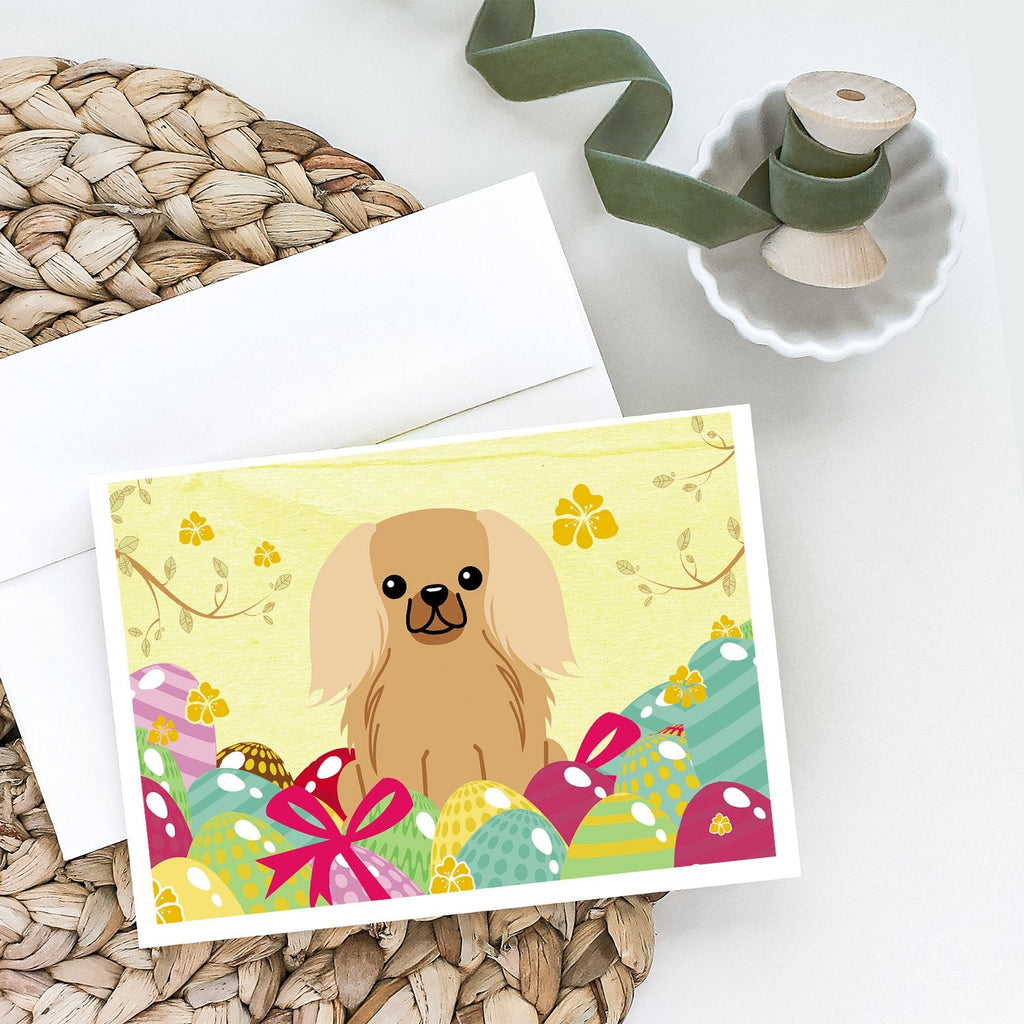 Easter Eggs Pekingese Fawn Sable Greeting Cards Pack of 8 Blank Cards with Envelopes Whimsical A7 Size 5x7
