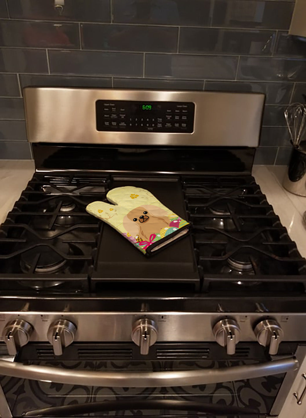 Easter Eggs Pekingese Fawn Sable Oven Mitt Heat Resistant Thick Oven Mitt for Hot Pans and Oven, Kitchen Mitt Protect Hands, Cooking Baking Glove