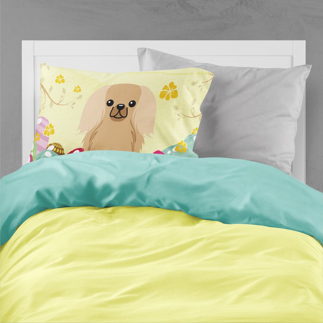 Easter Eggs Pekingese Fawn Sable Standard Pillowcase Lightweight Super Soft Easy Care Decorative Artwork Pillowcase, Standard