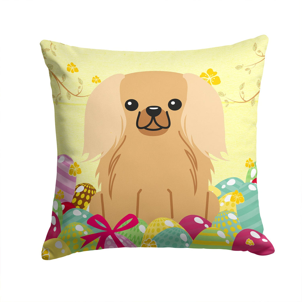 Easter Eggs Pekingese Fawn Sable Decorative Throw Pillow 14x14 Indoor Outdoor Accent Cushion, Fabric Cover with Insert for Sofa, Bed, Porch & Living Room
