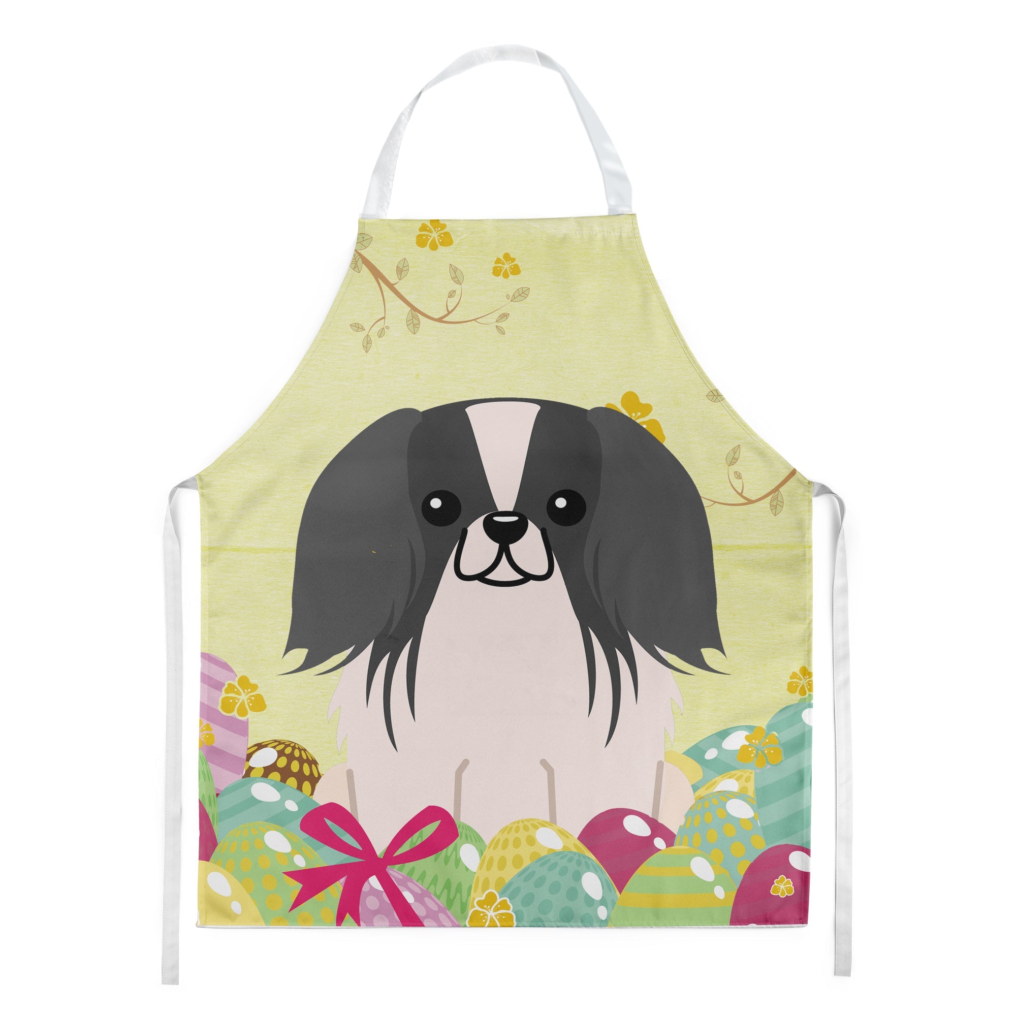 Easter Eggs Pekingese Black White Apron Cooking Kitchen Server Baking Crafts Gardening for Adult Women Men, Unisex, Large, Multicolor