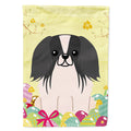 Easter Eggs Pekingese Black White House Flag 28x40 Porch Sleeve Pole Decorative Outside Yard Banner Artwork Wall Hanging, Polyester