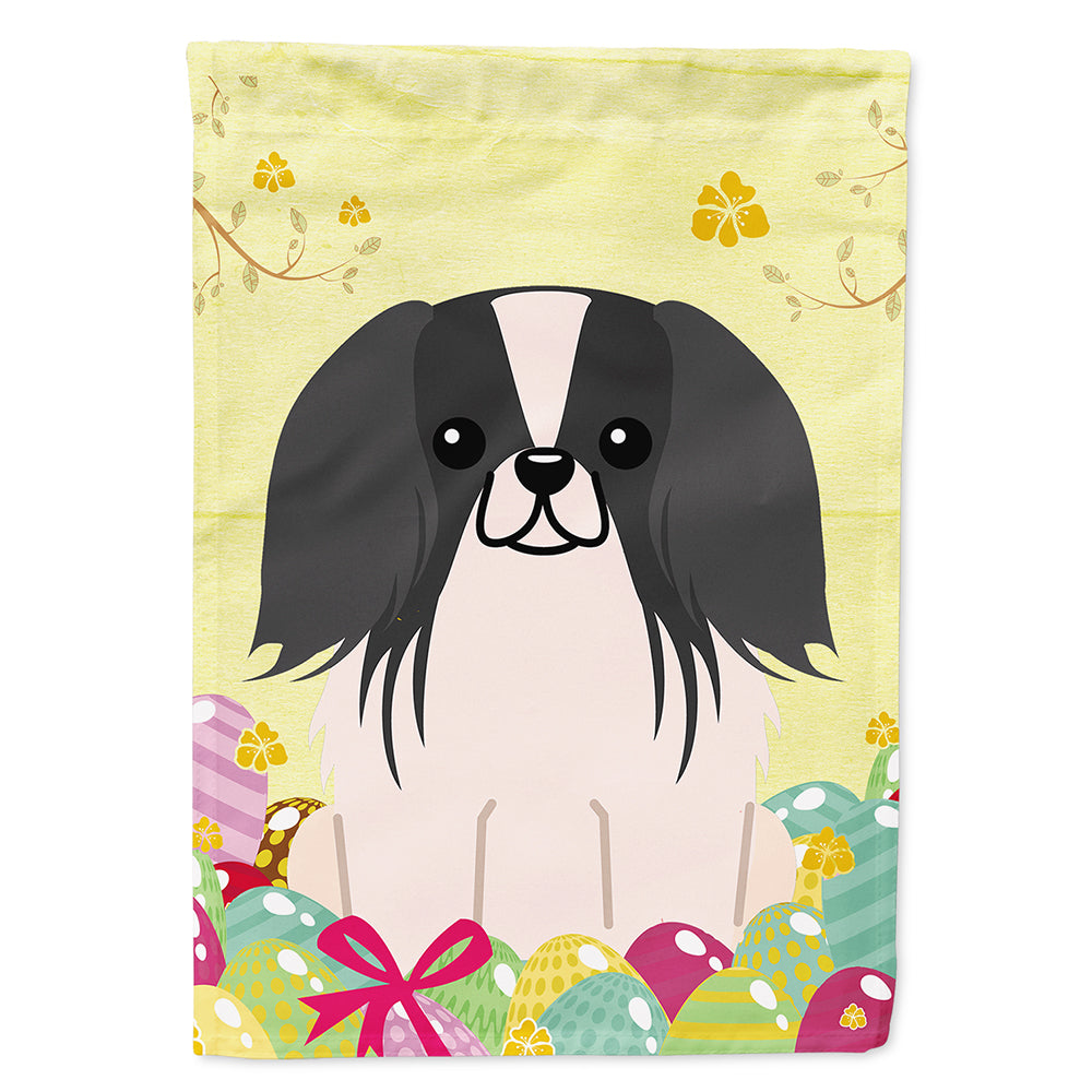 Easter Eggs Pekingese Black White House Flag 28x40 Porch Sleeve Pole Decorative Outside Yard Banner Artwork Wall Hanging, Polyester