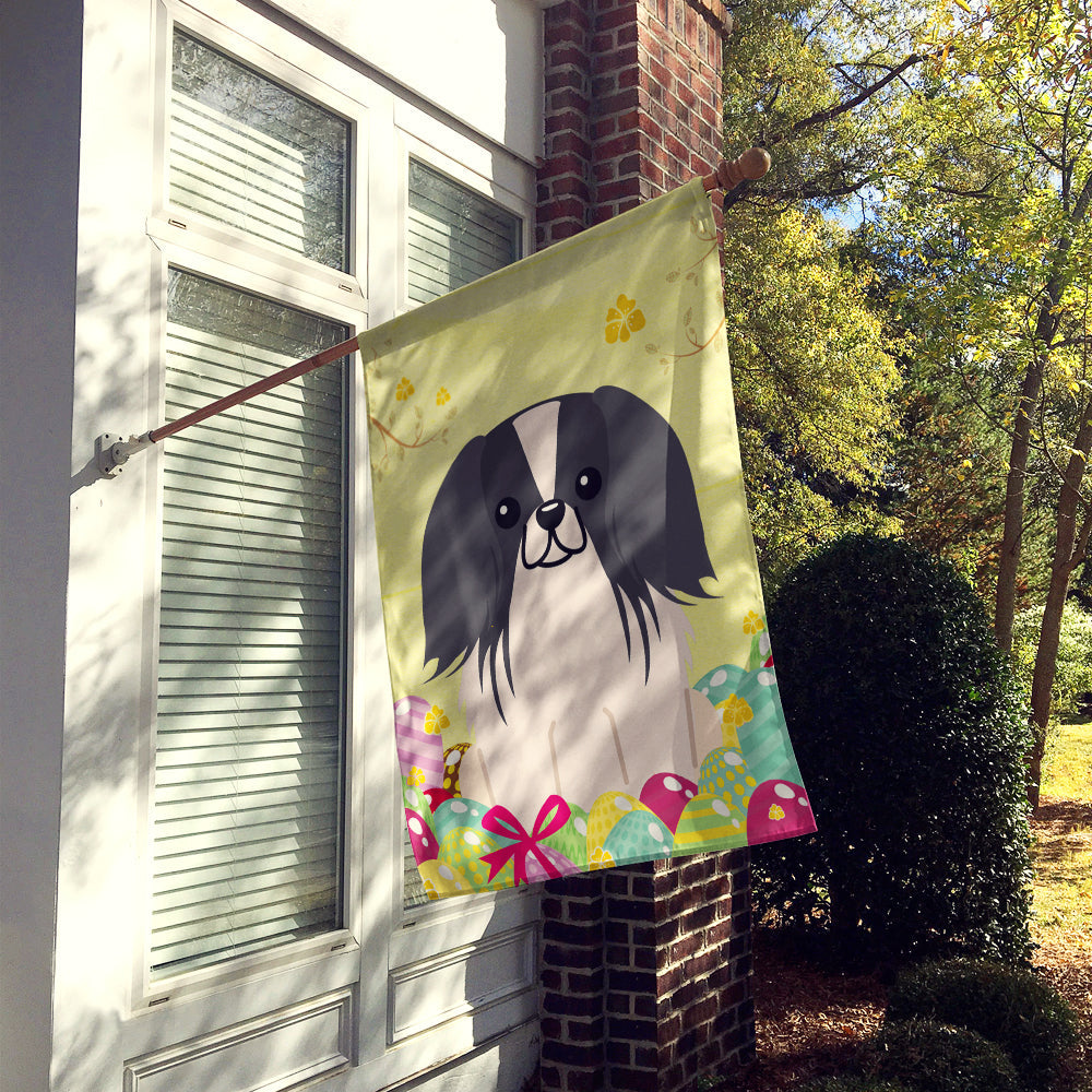 Easter Eggs Pekingese Black White House Flag 28x40 Porch Sleeve Pole Decorative Outside Yard Banner Artwork Wall Hanging, Polyester