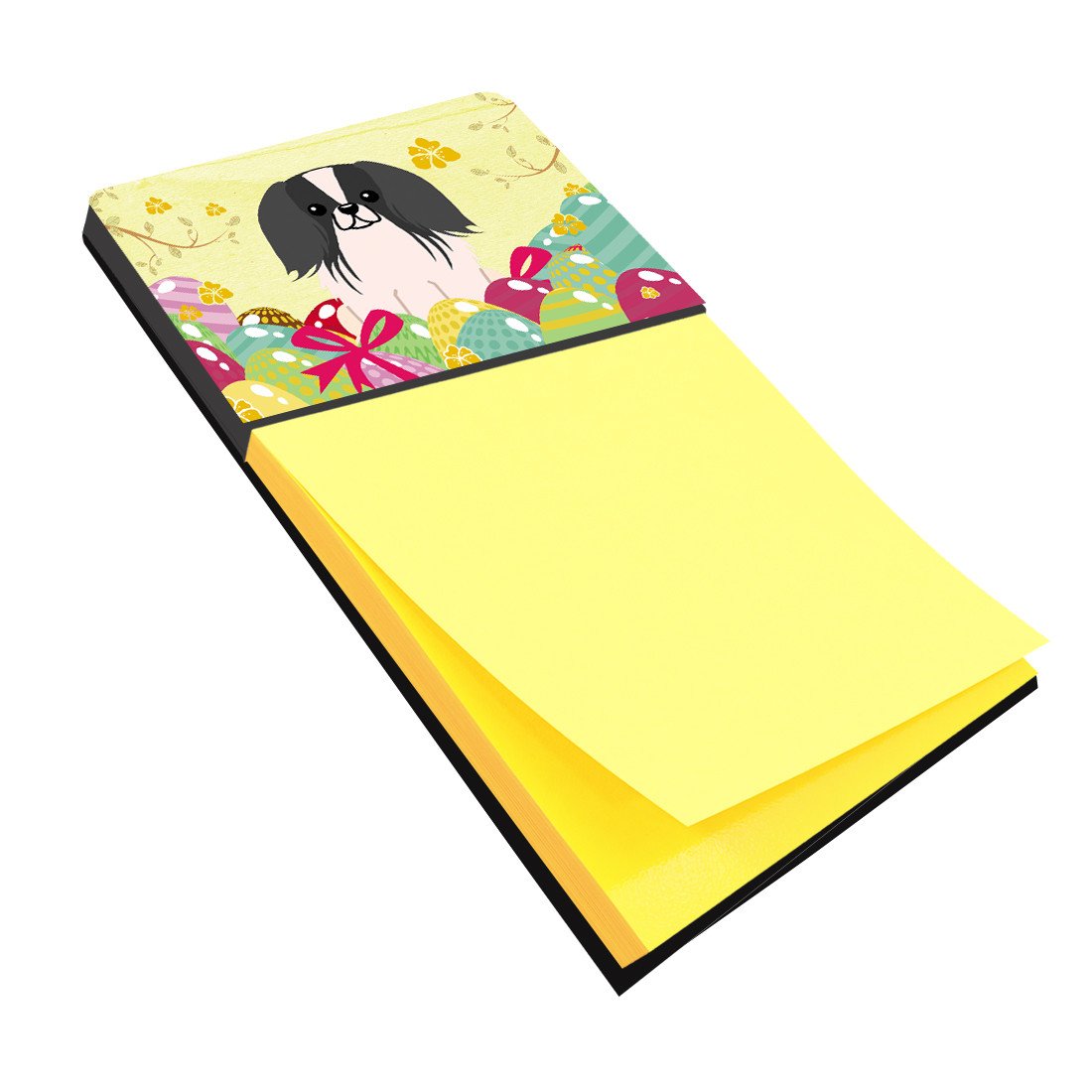 Easter Eggs Pekingese Black White Watercolor Sticky Note Holder Refillable Dispenser Desk Accessory 3x3 Pad Gift