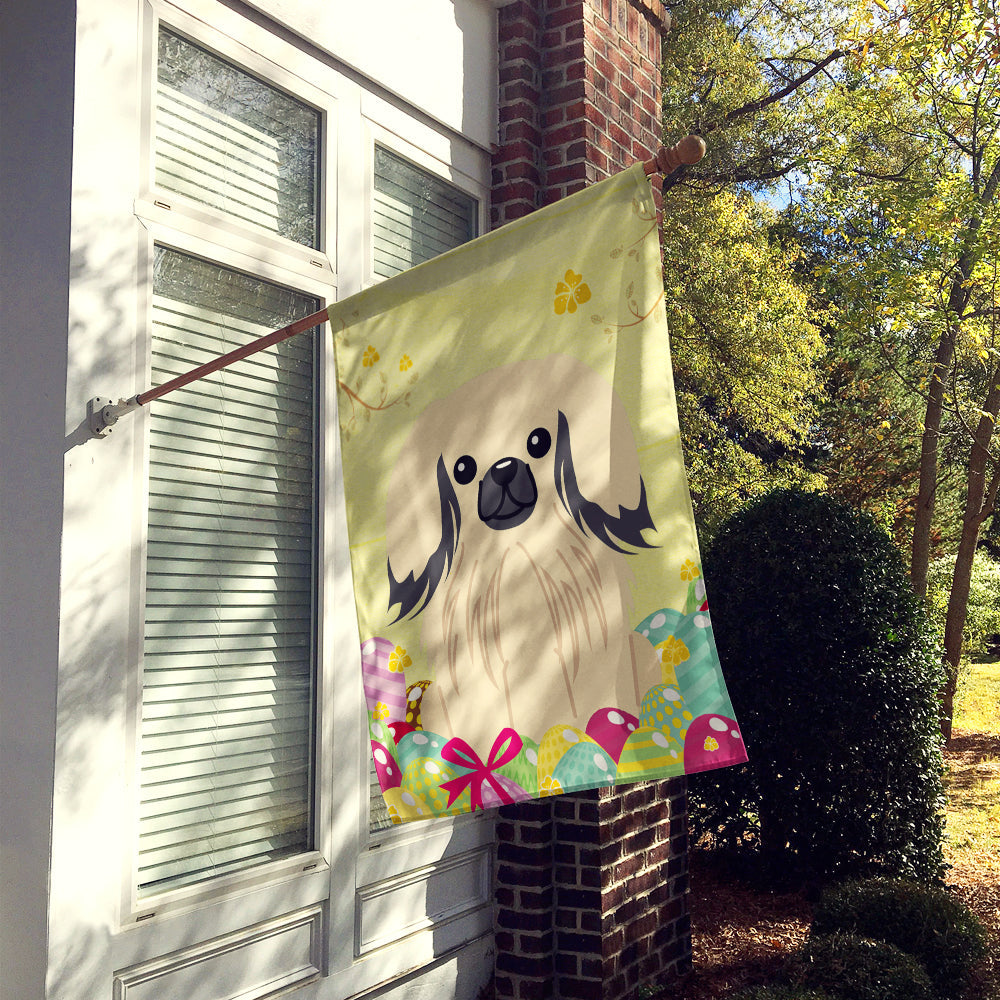 Easter Eggs Pekingese Cream House Flag 28x40 Porch Sleeve Pole Decorative Outside Yard Banner Artwork Wall Hanging, Polyester