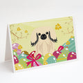 Easter Eggs Pekingese Cream Greeting Cards Pack of 8 Blank Cards with Envelopes Whimsical A7 Size 5x7