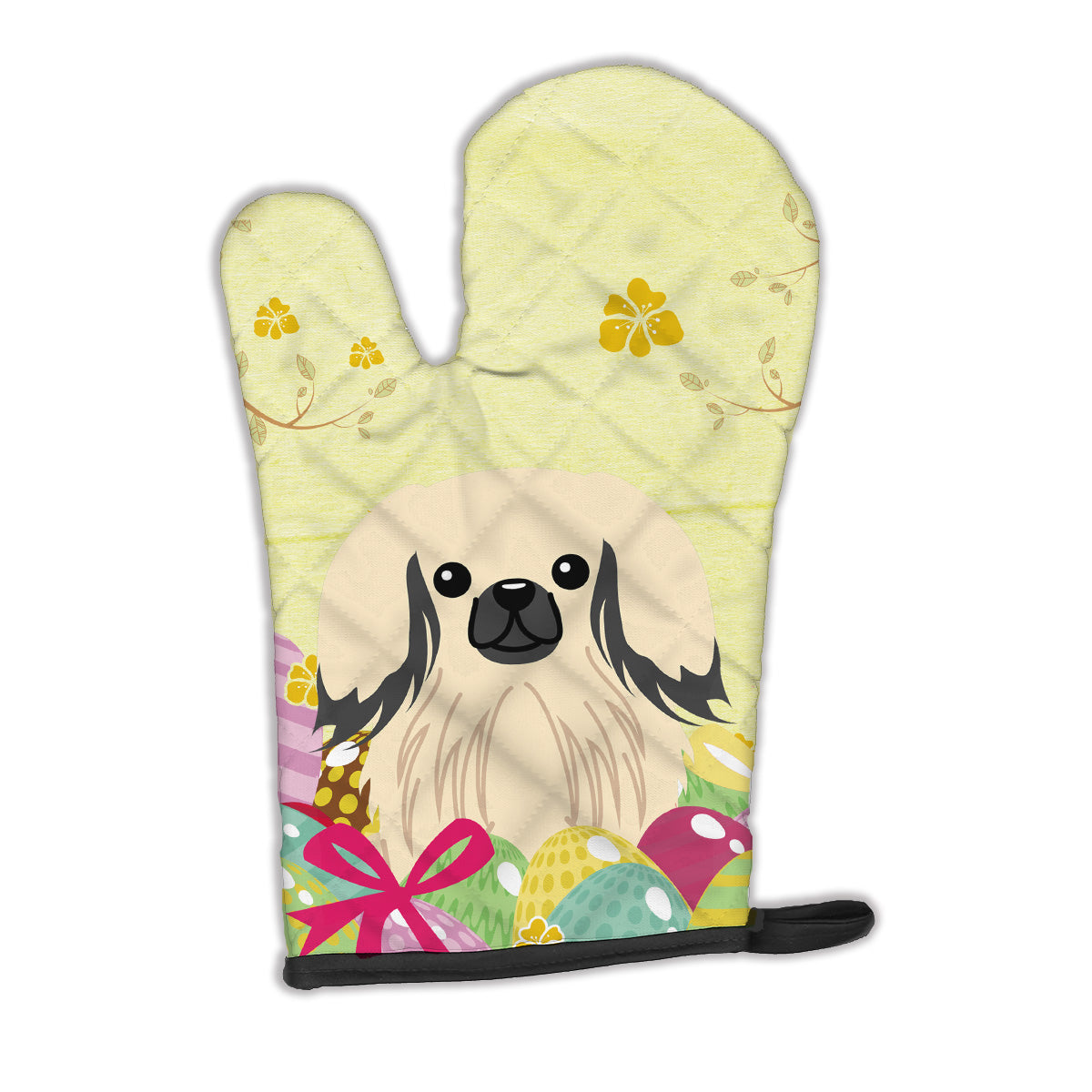 Easter Eggs Pekingese Cream Oven Mitt Heat Resistant Thick Oven Mitt for Hot Pans and Oven, Kitchen Mitt Protect Hands, Cooking Baking Glove
