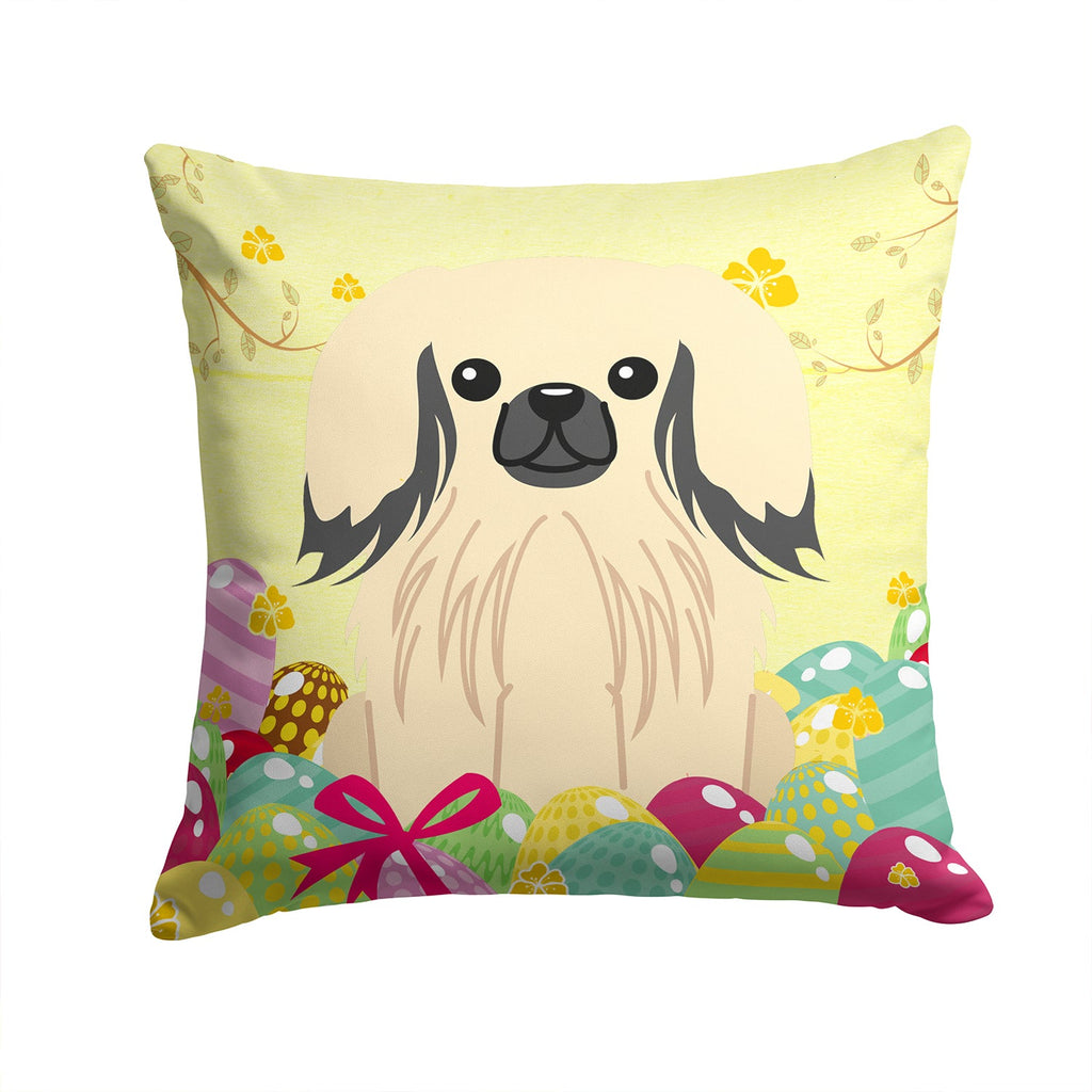 Easter Eggs Pekingese Cream Decorative Throw Pillow 14x14 Indoor Outdoor Accent Cushion, Fabric Cover with Insert for Sofa, Bed, Porch & Living Room