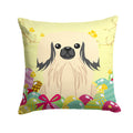 Easter Eggs Pekingese Cream Decorative Throw Pillow 14x14 Indoor Outdoor Accent Cushion, Fabric Cover with Insert for Sofa, Bed, Porch & Living Room
