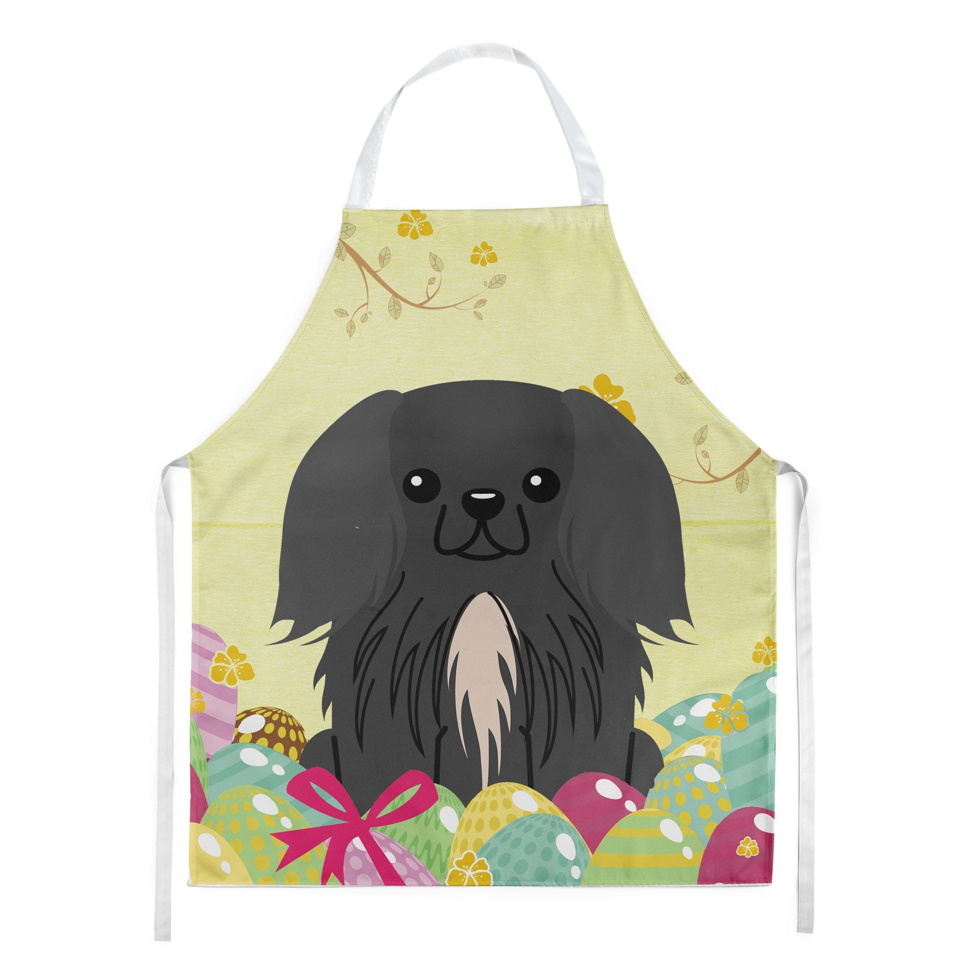 Easter Eggs Pekingese Black Apron Cooking Kitchen Server Baking Crafts Gardening for Adult Women Men, Unisex, Large, Multicolor