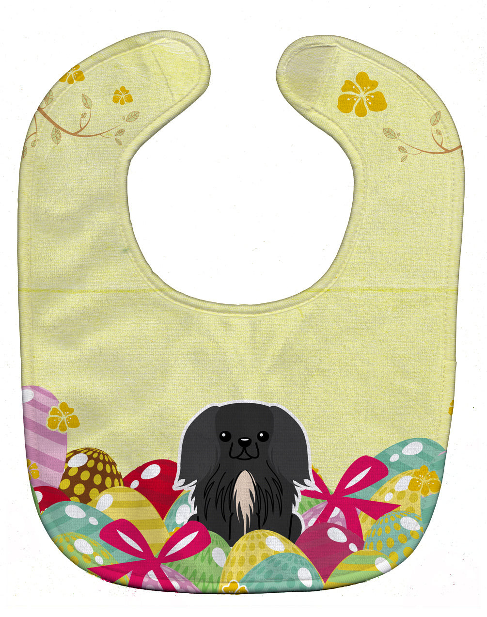 Easter Eggs Pekingese Black Baby Bib Easy-Clean Baby Bib Baby Feeding Accessory Baby Mealtime Essential, 10 x 13, Multicolor