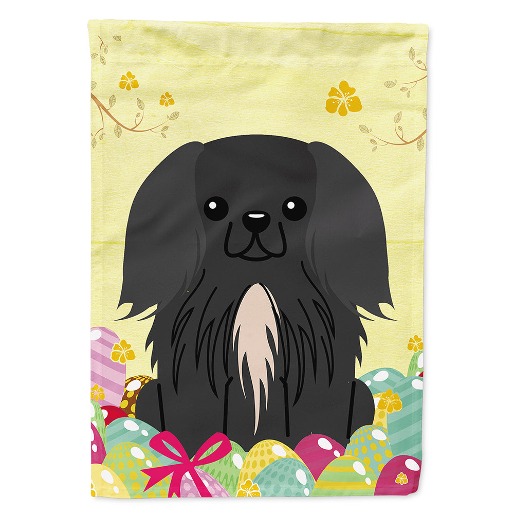 Easter Eggs Pekingese Black House Flag 28x40 Porch Sleeve Pole Decorative Outside Yard Banner Artwork Wall Hanging, Polyester