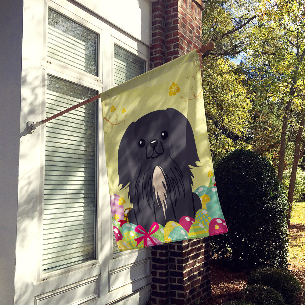 Easter Eggs Pekingese Black House Flag 28x40 Porch Sleeve Pole Decorative Outside Yard Banner Artwork Wall Hanging, Polyester