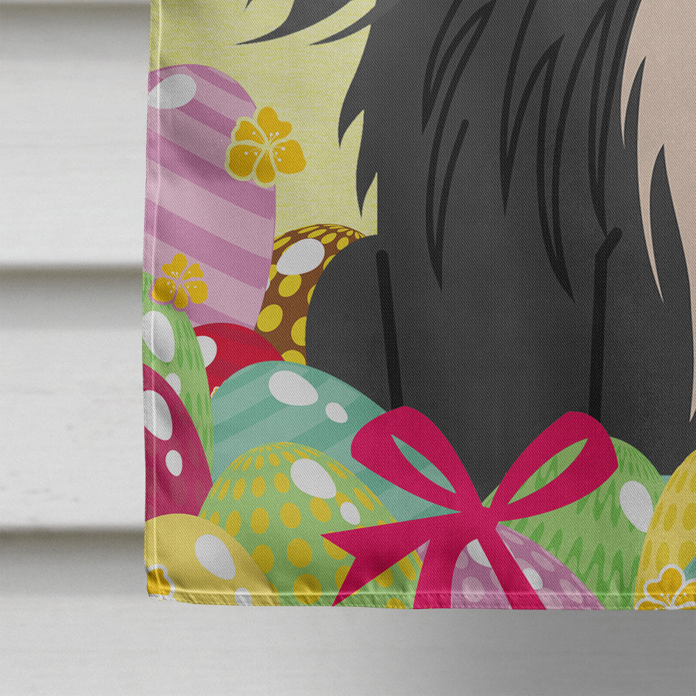 Easter Eggs Pekingese Black House Flag 28x40 Porch Sleeve Pole Decorative Outside Yard Banner Artwork Wall Hanging, Polyester