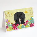 Easter Eggs Pekingese Black Greeting Cards Pack of 8 Blank Cards with Envelopes Whimsical A7 Size 5x7